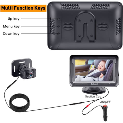 DoHonest Baby Car Camera HD 1080P - Rear-Facing Car Baby Monitor with Night Vision, Adjustable View Angle, Easy Setup, Anti-Glare Display, Safety for Kids & Infants
