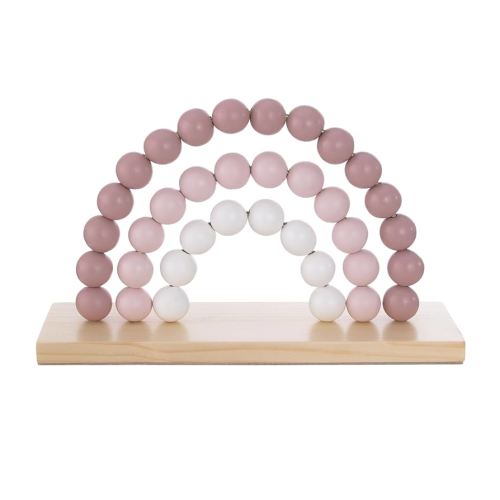 NoJo Little Love Rainbow Shelfie Pink and Ivory Natural Wood Bead Nursery Décor
