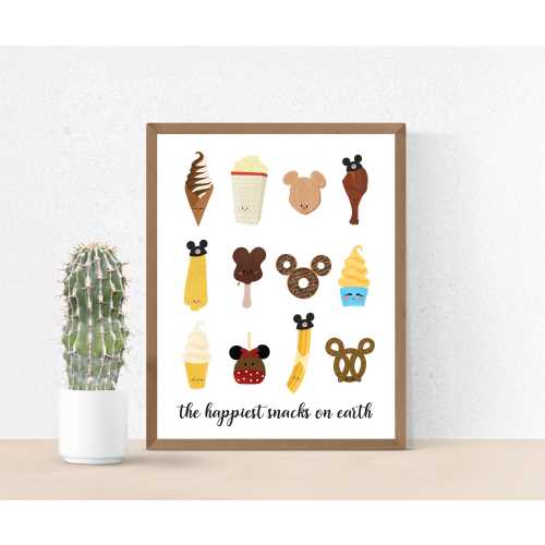 Disney Snacks Art Print: Kids Room Theme Park Wall Decor