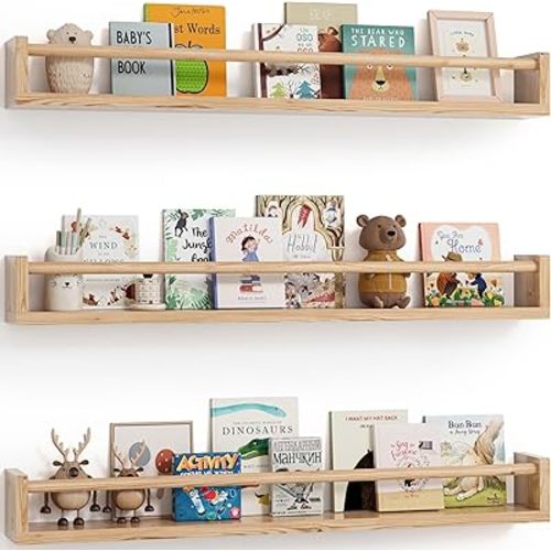 G&W Gruwald Nursery Book Shelves, Set of 3, Wall Bookshelf, Book Shelf for Kids Rooms, Wall Book Shelves for Bedroom Kids, Floating Shelf, Nursery Decor (Wood, 36 Inches)