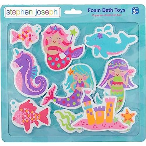 Stephen Joseph Floating Foam Bath Character 10-Piece Toy Set - Mermaid