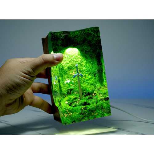 TLOZ Inspired Lamp for Gamers – Master Sword Resin Wood Night Light, Mother's Day Gift for Mom