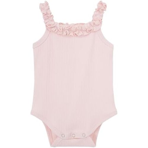 Baby Girl Quality Cotton Sleeveless Bodysuit Ruffle Shoulder Straps Onesie