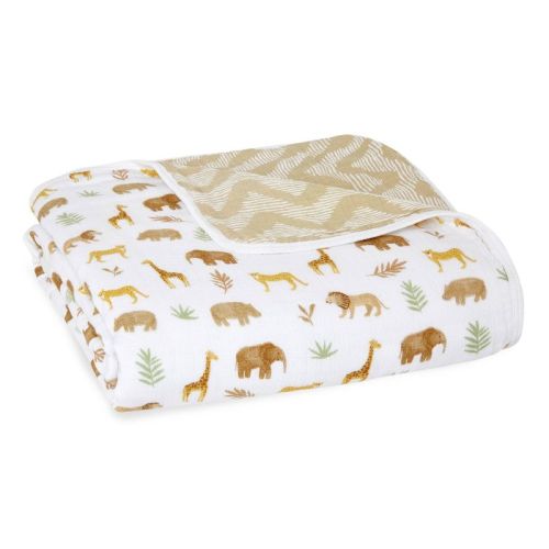 aden + anais essentials Cotton Muslin Swaddle Blanket - Tanzania: 44 x 44, Animal Pattern, 1-Pack