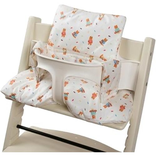 Waterproof & Compatible Stokke Tripp Trapp Cushion Set Made Fabric from Korea 100% Cotton Stokke Tripp Trapp High Chair Cushion Set (Teddy Bear / 49.5 Counts)