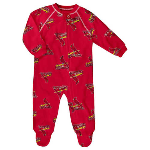 St Louis Cardinals Red Baby Raglan Zip Up Romper Pajamas - 133413755