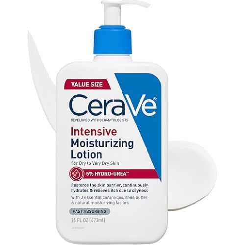 CeraVe Intensive Moisturizing Lotion, Hydro-Urea + Shea Butter, Body Lotion For Dry Skin, Relieves Signs Of Extra Dry Skin, Non Greasy Hydrating Cream For Rough, Tight, Red & Itchy Skin, 16oz