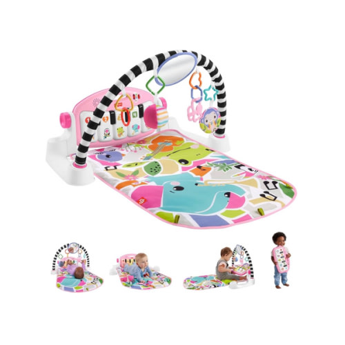 Fisher-Price Baby Playmat Glow and Grow Kick & Play Piano Gym, Pink Musical Learning Toy with Developmental Activities for Newborns 0+ Months