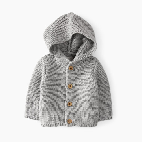 Carter's Little Planet Organic Seed Stitch Cardigan - Grey, NB