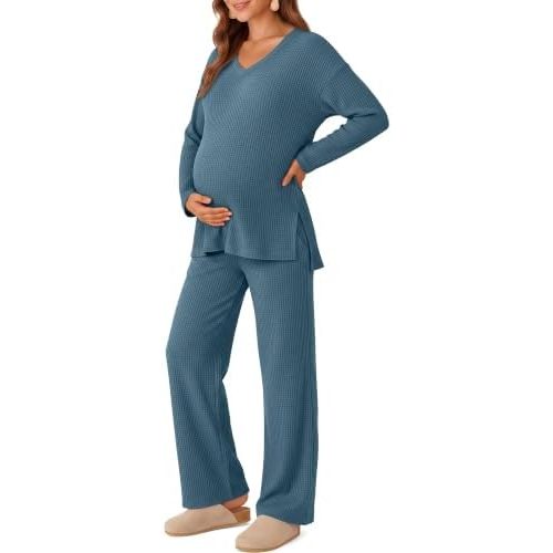 Neer Womens Maternity 2 Piece Waffle Outfits Sets