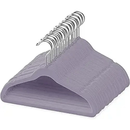 50 Premium Velvet Baby Hangers 11.8" Inch Non-Slip Infant, Ultra Slim Space-Saving Children Closet Hangers, 360° Swivel Hook, Strong & Durable Baby Toddler Kids Clothes Hanger, Purple