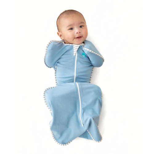Love to Dream Swaddle Up Cotton 1.0 TOG Baby Sleep Sack, Arms Up Design, Twin Zipper, Newborn 5-8.5 lbs, Dusty Blue