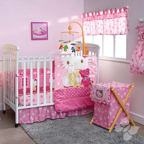 DreamPartyWorld.com Hello Kitty Crib Bedding 12PC Complete Set Hot Seller Bumper Sheets