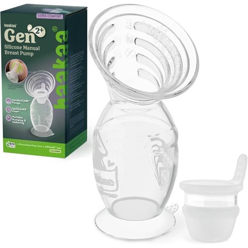 haakaa Gen.2 Plus Manual Breast Pump, 5oz/150ml with Spill-Guard Insert Set