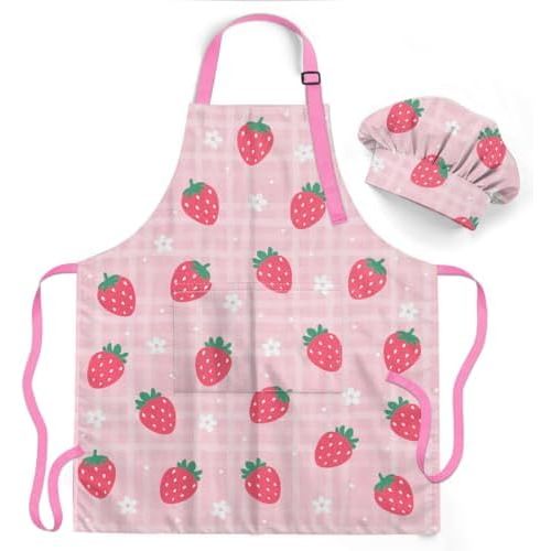 SANDJEST Kids Apron with Chefs Hat Set, Kitchen Apron Gifts