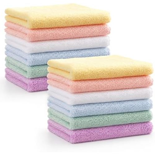 HOMEXCEL Baby Washcloths 12 Pack Microfiber Coral Fleece 11.5 x 11.5 Inch