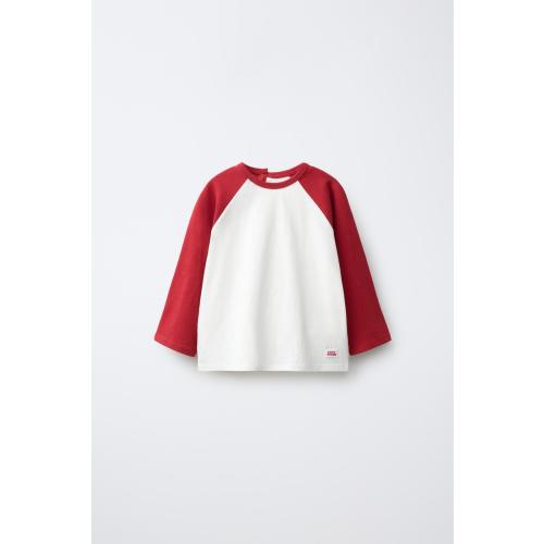 CONTRAST RAGLAN SLEEVE T-SHIRT - Red | ZARA United States