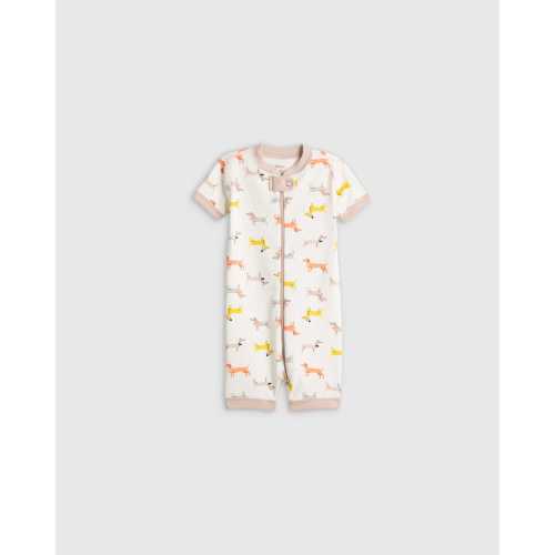 100% Organic Cotton Shortie Onesie Pajama in Puppies: 3-6 months
