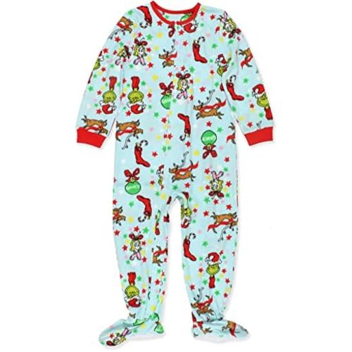 The Grinch Dr. Seuss Toddler Boys Girls Christmas Footed Blanket Sleeper Pajamas