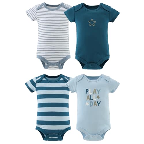 The Peanutshell Baby Boy Bodysuits - Newborn to 24 Months Baby Boy Clothes, 100% Cotton Infant Outfits - Star Stripe