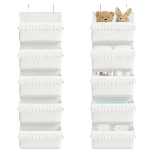 Over The Door Organizer Hanging, 5 Pockets Boho Nursery Decor Over Door Storage Hanging Storage Organizer Behind The Door Storage With Tassels Decoration For Bedroom Bathroom Apartments Dorm Toys
