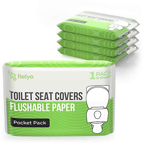 Toilet Seat Cover Paper Flushable (50 Pack) - XL for Adults and Kids Potty Training, 100% Biodegradable Travel Supplies Essentials for Public Restrooms, Airplane, Camping, Festivals