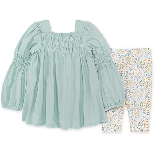 Burt's Bees Baby Baby Girls' Top and Pant Set, Tunic and Leggings Bundle, 100% Organic Cotton