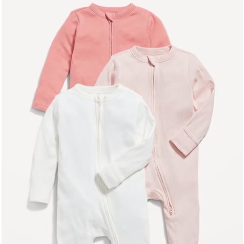 Unisex 3-Pack Sleep & Play 2-Way-Zip Footed One-Piece for Baby