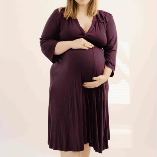 Lila Labor & Postpartum Gown in Plum