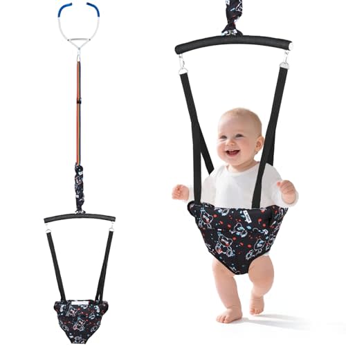Slevoo Baby Jumper, Baby Doorway Jumper with Door Clamp Adjustable Strap, Fun Activity for 6-12 Months Baby Infant, Quiet Bear