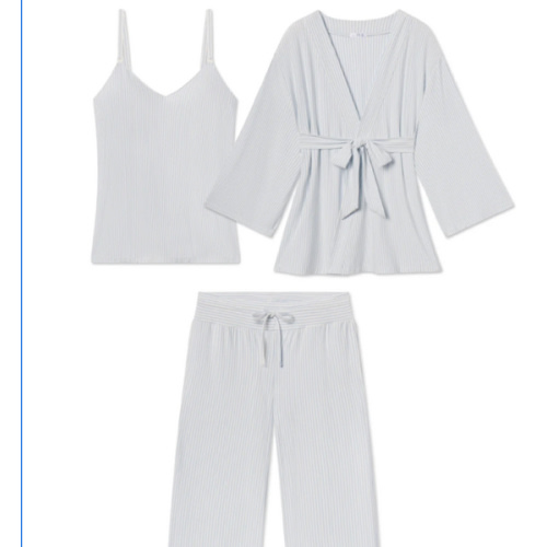 LAKE | Women | DreamModal™ Pajamas | Fog Stripe Maternity Kimono Bundle