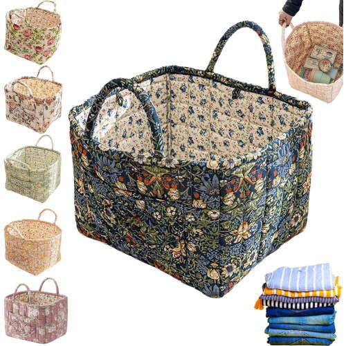 Boho Fabric Storage Basket, Boho Floral Laundry Baskets, Large Capacity Fabric Storage Basket, Decorative Storage Baskets, Portable Folding Storage Bag, for Clothes and Sundries