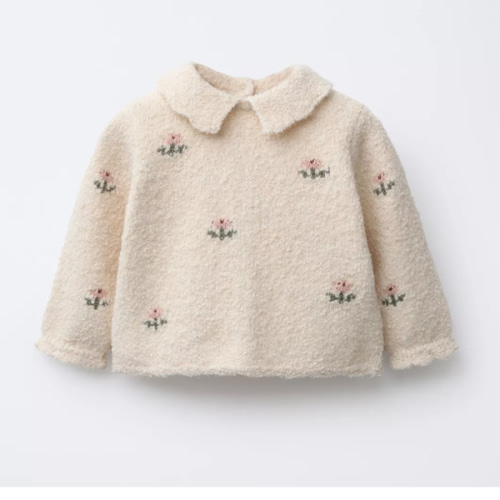 FLORAL EMBROIDERY KNIT SWEATER - Light beige | ZARA United States