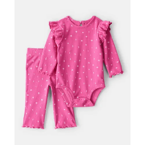 Baby Girl 2-Piece Floral Bodysuit & Pant Set - Pink - Carter's | Carter's