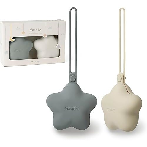 Moonkie Silicone Pacifier Holder Case, Cute Portable Pacifier Storage Case, 2 Pack