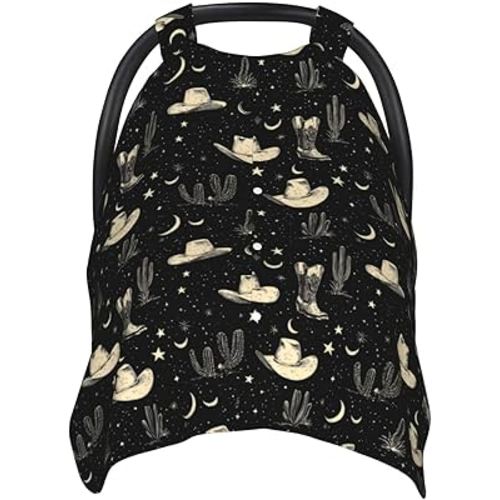 Vintage Western Cowboy 1 Print Baby Car Seat Covers, Breathable Nursing Cover Breastfeeding Cover, Stroller Covers, Multi-use Infant Carseat Canopy, Baby Boys Girls Newborn Essentials
