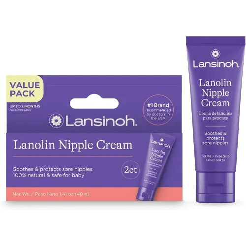 Lansinoh Lanolin Nipple Cream Safe for Breastfeeding Baby, 100% Natural Nipple Butter for Mom, Breastfeeding Essentials, 1.41 Ounces (2 Pack)