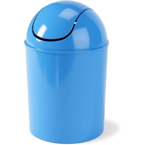 Umbra 1.25 Gallon Mini Waste Can with Removable Swing-Top Lid - Small Garbage Bin for Kitchen, Bathroom, Bedroom, Office - Compact Trash Can Fit Under Tables & Counters - Sky Blue