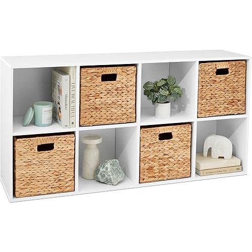 Best Choice Products 8-Cube Storage Organizer, 13.5in Shelf Opening, Bookcase, Display Shelf, Customizable w/ 2 Removable Back Panels – White