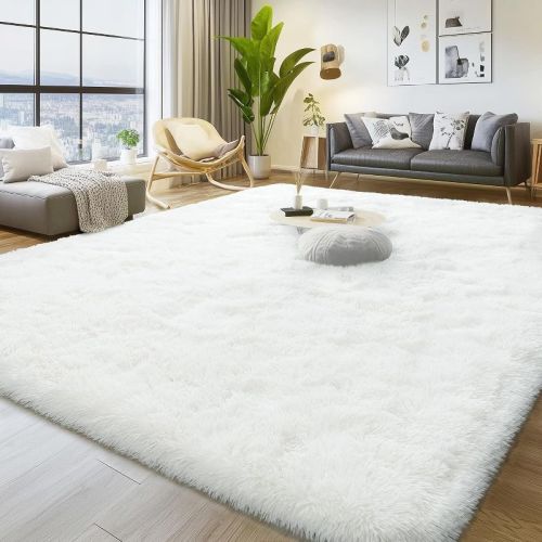 LOVEVOOK Area Rugs for Living Room Bedroom, Soft Fluffy Cream White Rug Home Decor Aesthetic 5x7 Feet