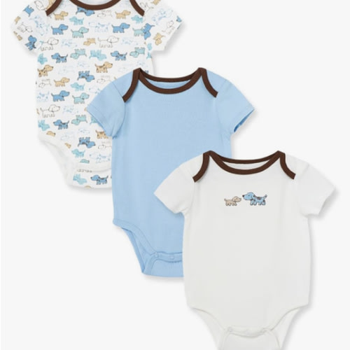 Little Me Clothes for Baby 3-Pack 100% Cotton Scratch Free Tag Bodysuits, Newborn to 9 Months