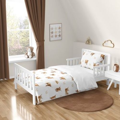Sweet Jojo Designs Boy, Girl, Unisex/Gender Neutral Toddler Bedding Set - Boho Highland Cow Brown and Taupe 5pc