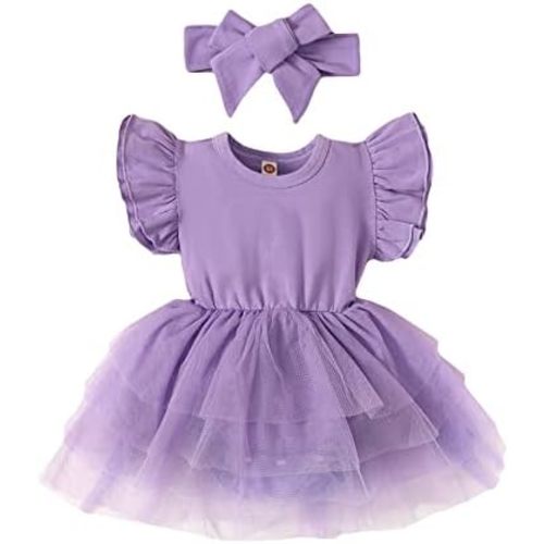 Baby Girls Tulle Romper Ruffle Sleeveless Tutu Dress 0-18M