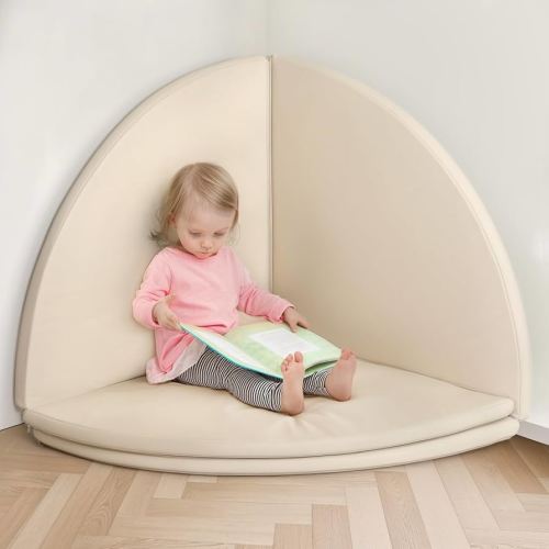 All-Around Play Mat, Modular Vegan Leather Baby Play Mat, Soft & Wipe-Clean Baby Mat for Floor, Foldable Foam Play Mat for Baby, Stylish Crawling Mat for Home School Nursery, Reading Nook, 4-Piece