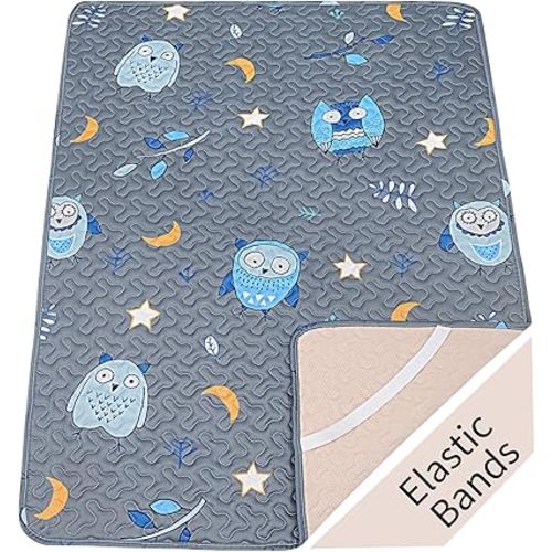 Quilted Pack n Play Sheet Fitted, Breathable Thick Pad for Pack and Play Mattress, Pack and Play Mattress Sheet fits Graco, Portable Mini Cribs, Play Yards, Padded Playpen Protector Cover