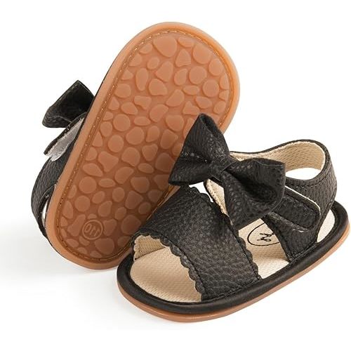 Babelvit Infant Baby Girl Boy Sandals Comfort Premium Summer Outdoor Casual Beach Shoes with Flower Bowknot Anti Slip Rubber Sole Newborn Toddler Prewalker First Walking Shoes