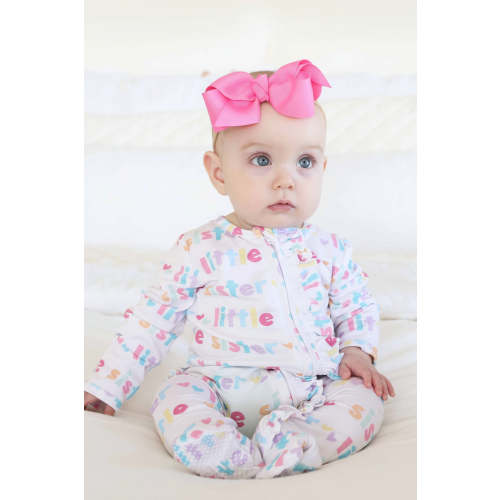 Little Sister Ruffle Zipper Footie | Caden Lane
