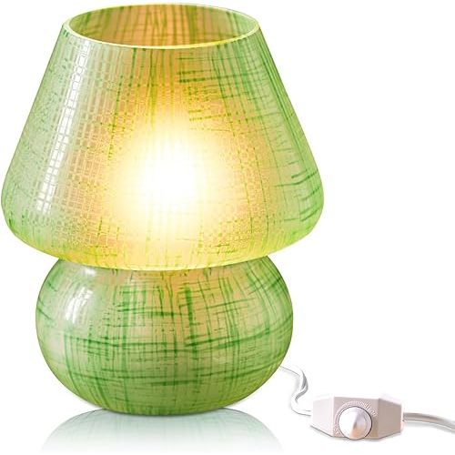 Next Glow Mushroom Lamp – Table Lamp, Modern Dimmable LED Night Light for Bedrooms, Kids Rooms, Bedside Nightstands, Living Room and Kitchen Decor – Pretty Desk Light, E26 Socket w 120V Bulb (Green)