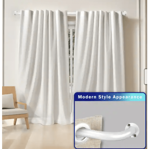 Energy-saving Wraparound Adjustable French Blackout Curtain Rod Set - 48"-84" - Glossy White