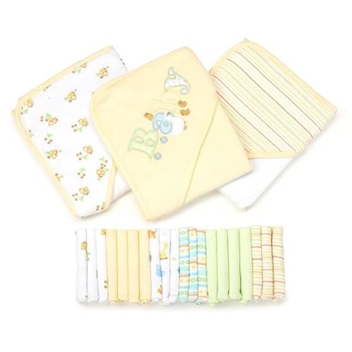 Spasilk 23-Piece Essential Baby Bath Gift Set, Yellow